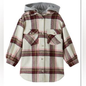 ZARA flannel overshirt with hood